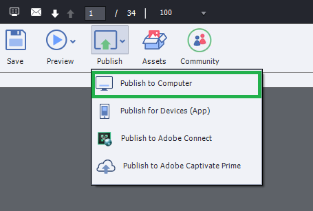 how to publish adobe captivate 9 projects