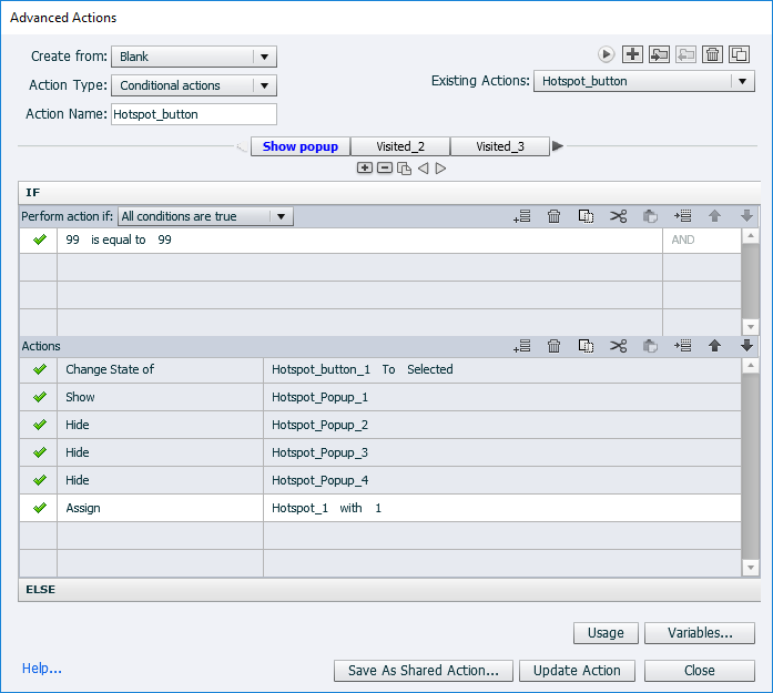 captivate hotspot actions