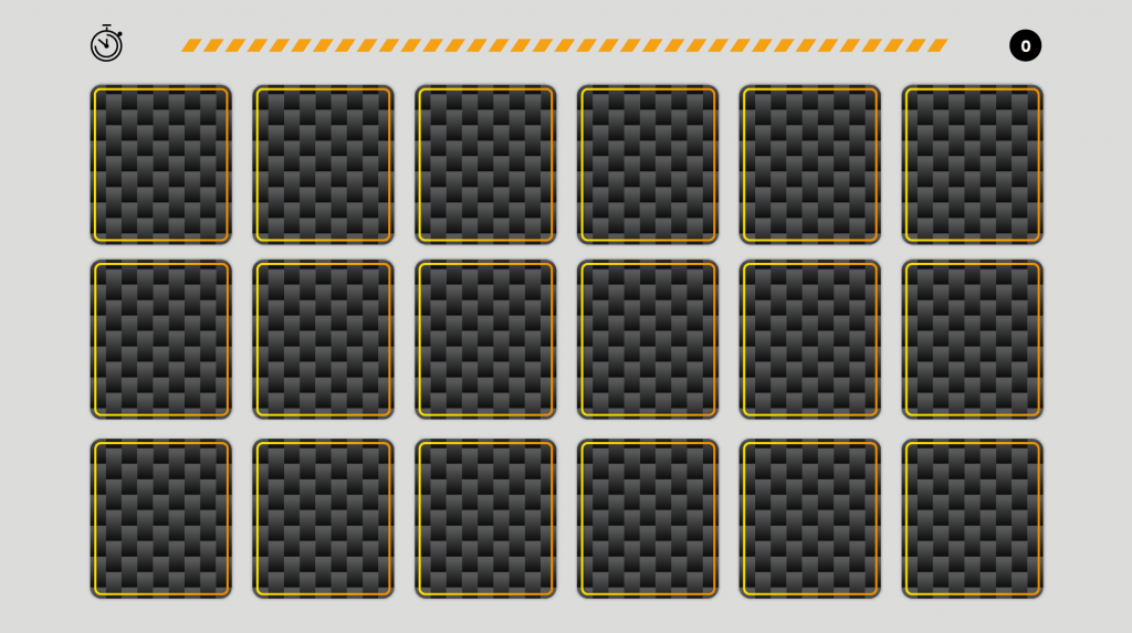 Flash cards memory game layout closed